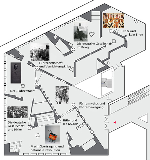 Grundriss der Ausstellung in der Ausstellungshalle von I. M. Pei im UG