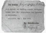 Legitimationskarte der königlichen
                Polizeidirection Dresden, Juni 1893