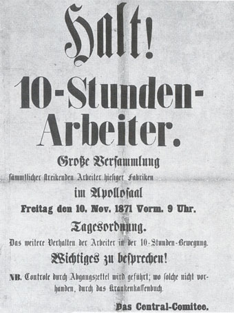 Aufruf 'Halt! 10-Stunden-Arbeiter', November 1871