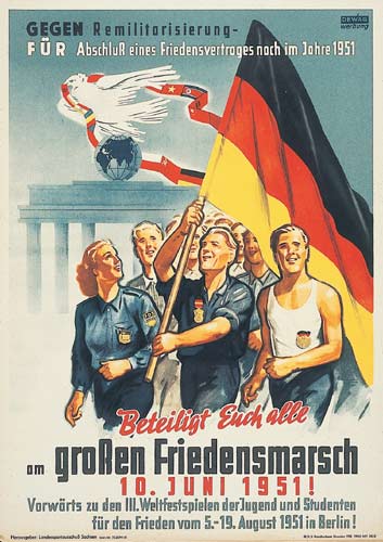 vergrößertes Plakat Vorwärts zu den III. Weltfestspielen der Jugend und Studenten 1951