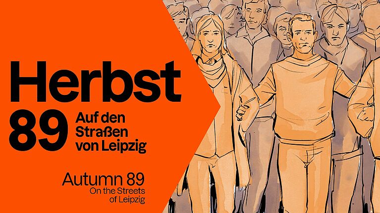 Illustration von Menschen in orange und braun, die sich versammelt haben und ernst schauen.