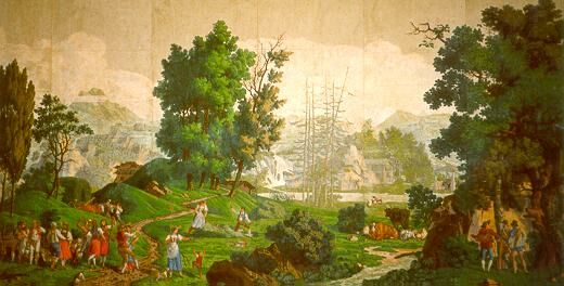Tapetenzyklus "La Grande Helvétie", Ausschnitt : Fest zur Heuernte, Pierre Antoine Mongin, 1815/1865 © DHM
