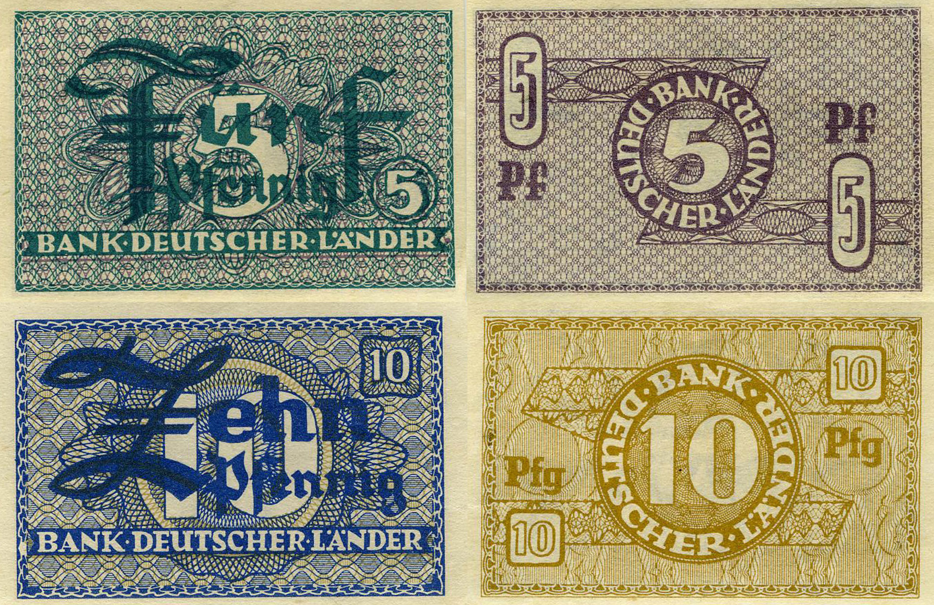 Small bank notes, 5 and 10 Pfennig, 1948 © DHM