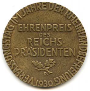 Ehrenpreis 1930, Entwurf Theodor Caspar Pilartz (1890-1955)