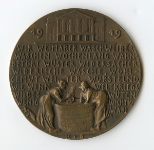 satirische Medaille auf die Sitzungen der Nationalversammlung 1919, Entwurf  Karl Goetz (1875-1950))