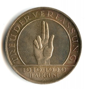 10 Jahre Verfassung, 3 Reichsmark 1929, Entwurf Rudolf Bosselt (1871-1938)