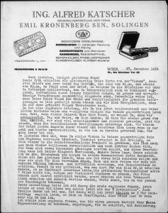 Brief von Alfred und Leopoldine Katscher an Heinz Ludwig Katscher vom 27. Dezember 1938, Leo Baeck Institute – New York | Berlin, Ludwig Katscher Collection, AR 6336, box 1, folder A