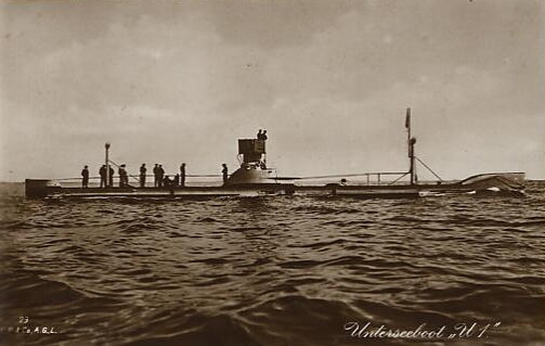 Postkarte: Das Unterseeboot "U 1", 1915