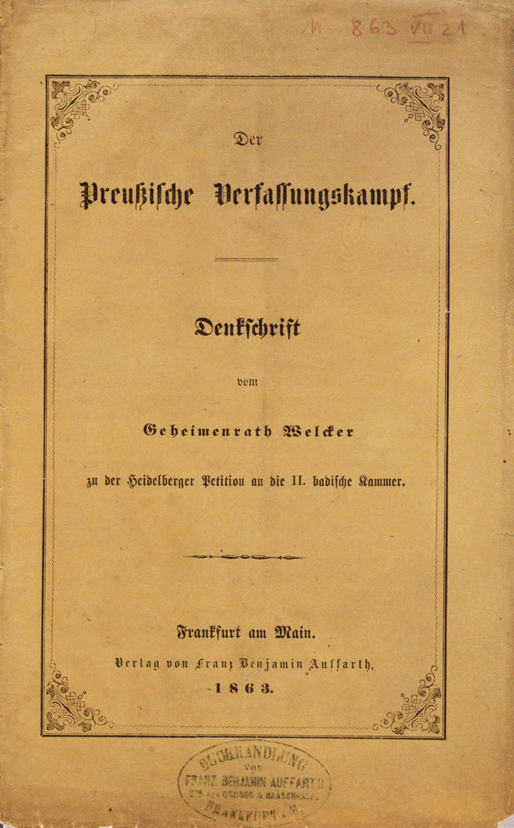 [Druckschrift: "Der Preußische Verfassungskampf", 1863]