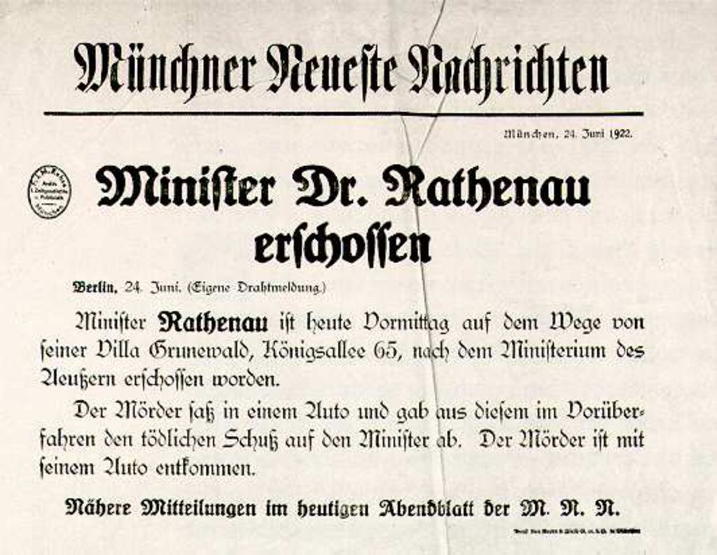 Druckschrift: Rathenau-Mord, 1922