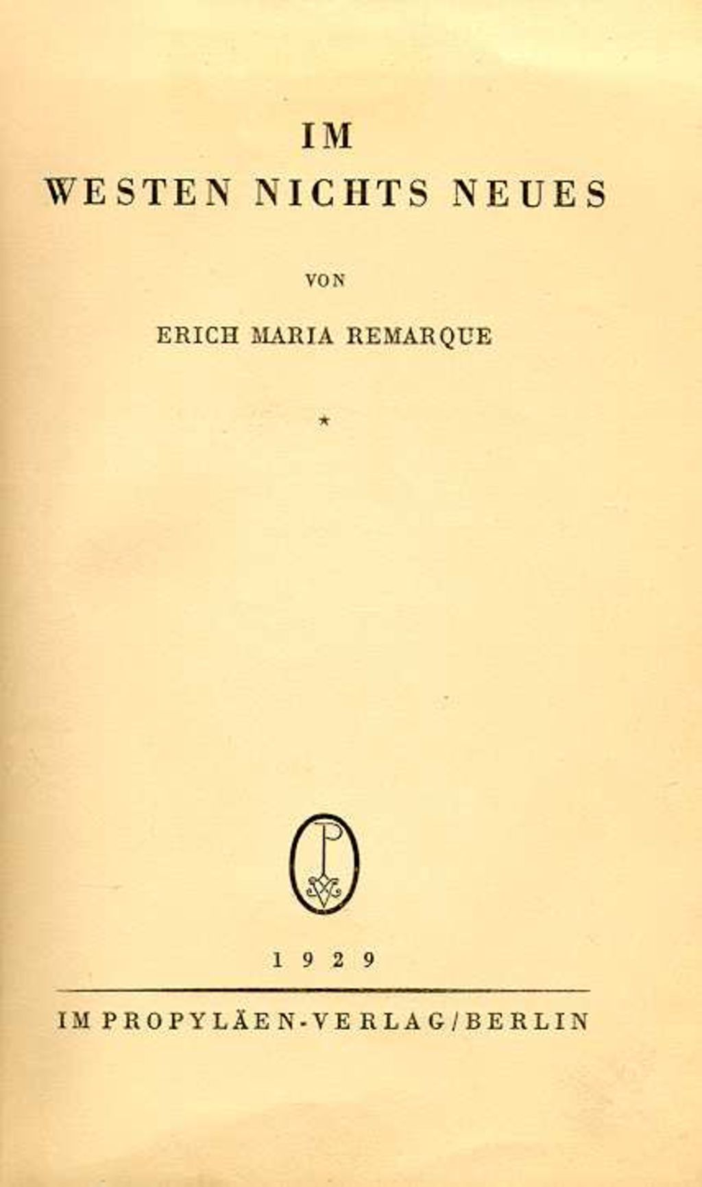 Exponat: Buch: Remarque, Erich Maria "Im Westen Nichts Neues", 1929