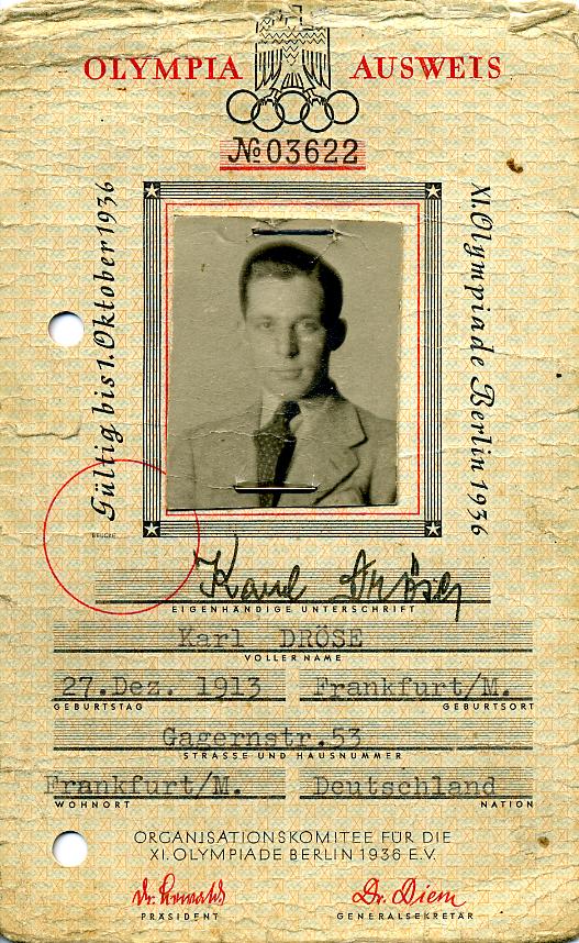 Exponat: Teilnehmerausweis für die Olympischen Spiele, 1936
