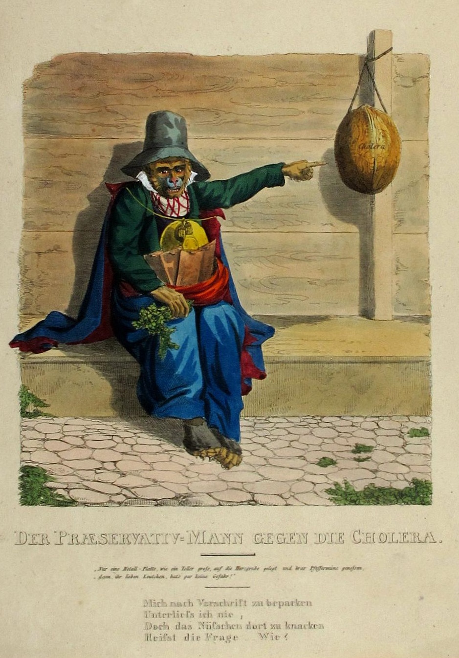Karikatur auf die Angst vor der Cholera, um 1831