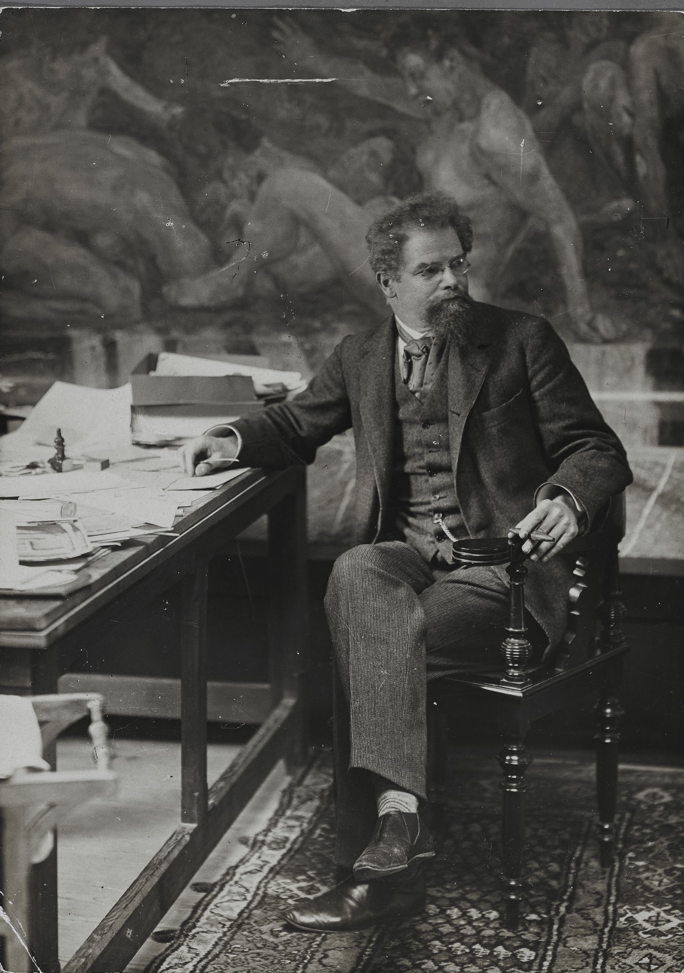 Max Klinger in seinem Atelier, um 1910