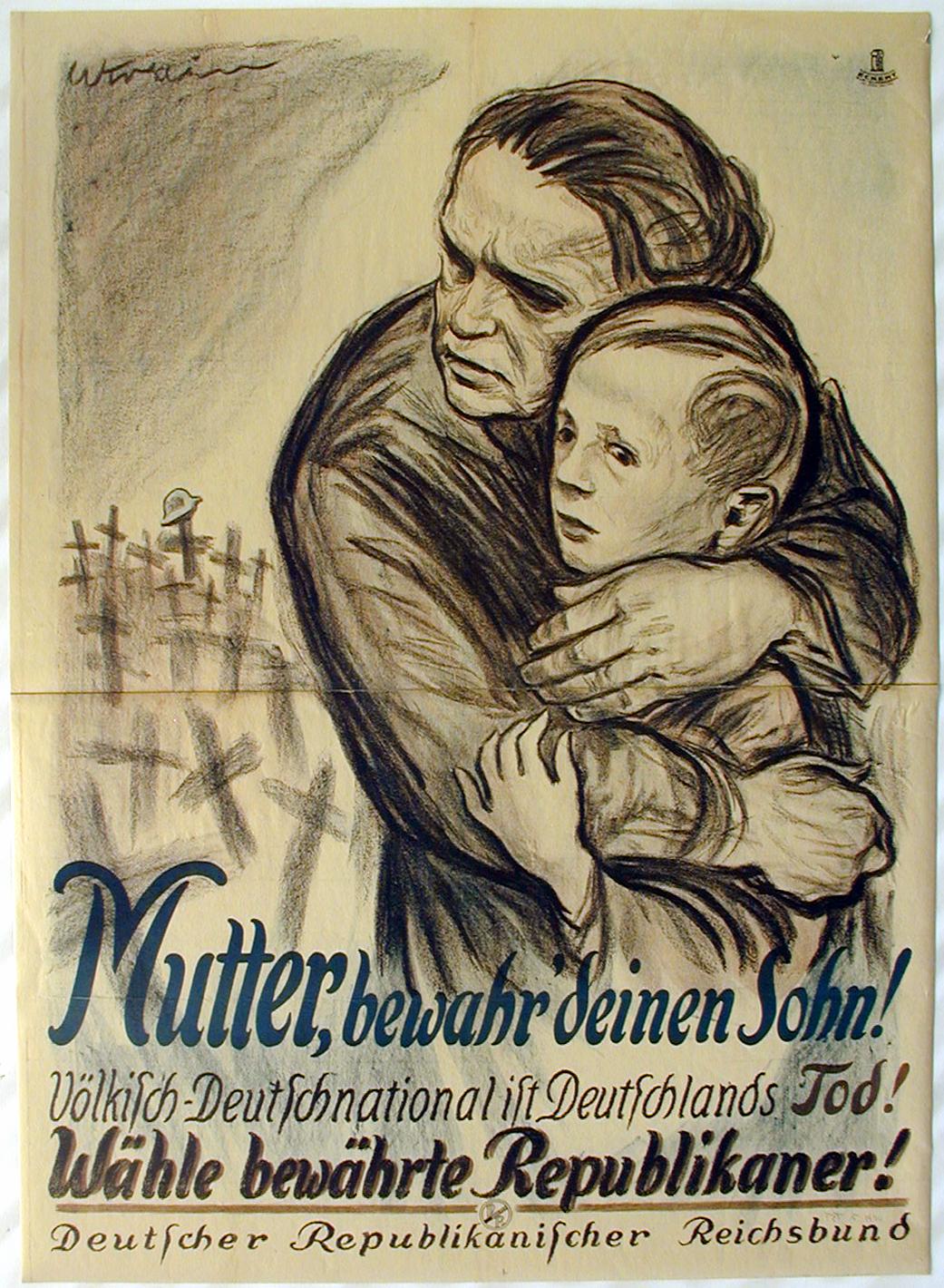 Plakat: Aufruf des Deutschen Republikanischen Reichsbundes zur Reichstagswahl, um 1924