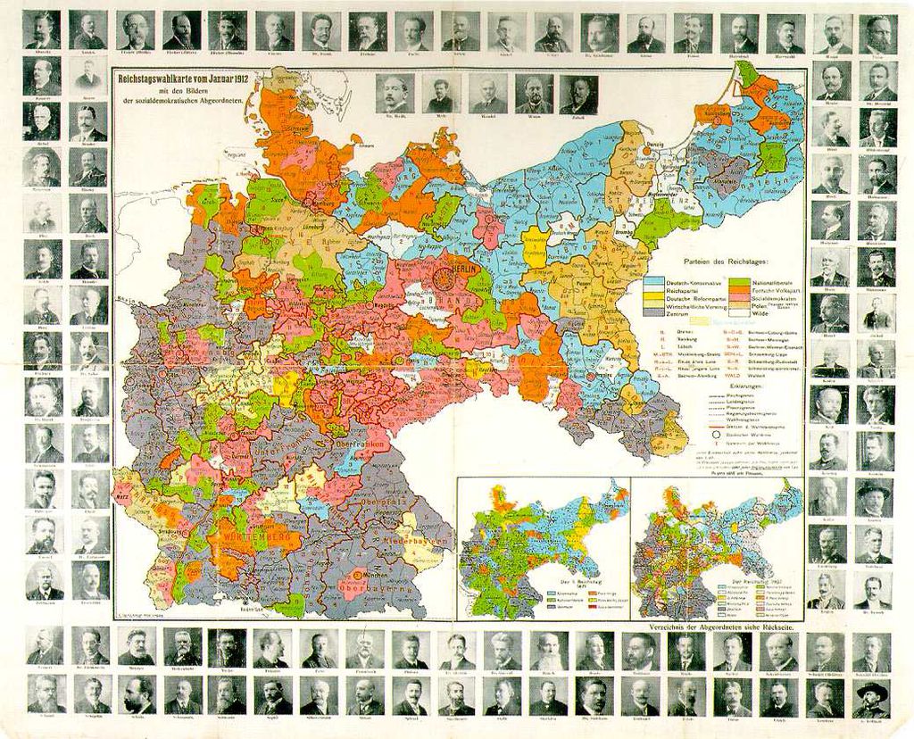 Karte: Reichstagswahlkarte mit SPD-Abgeordneten, 1912