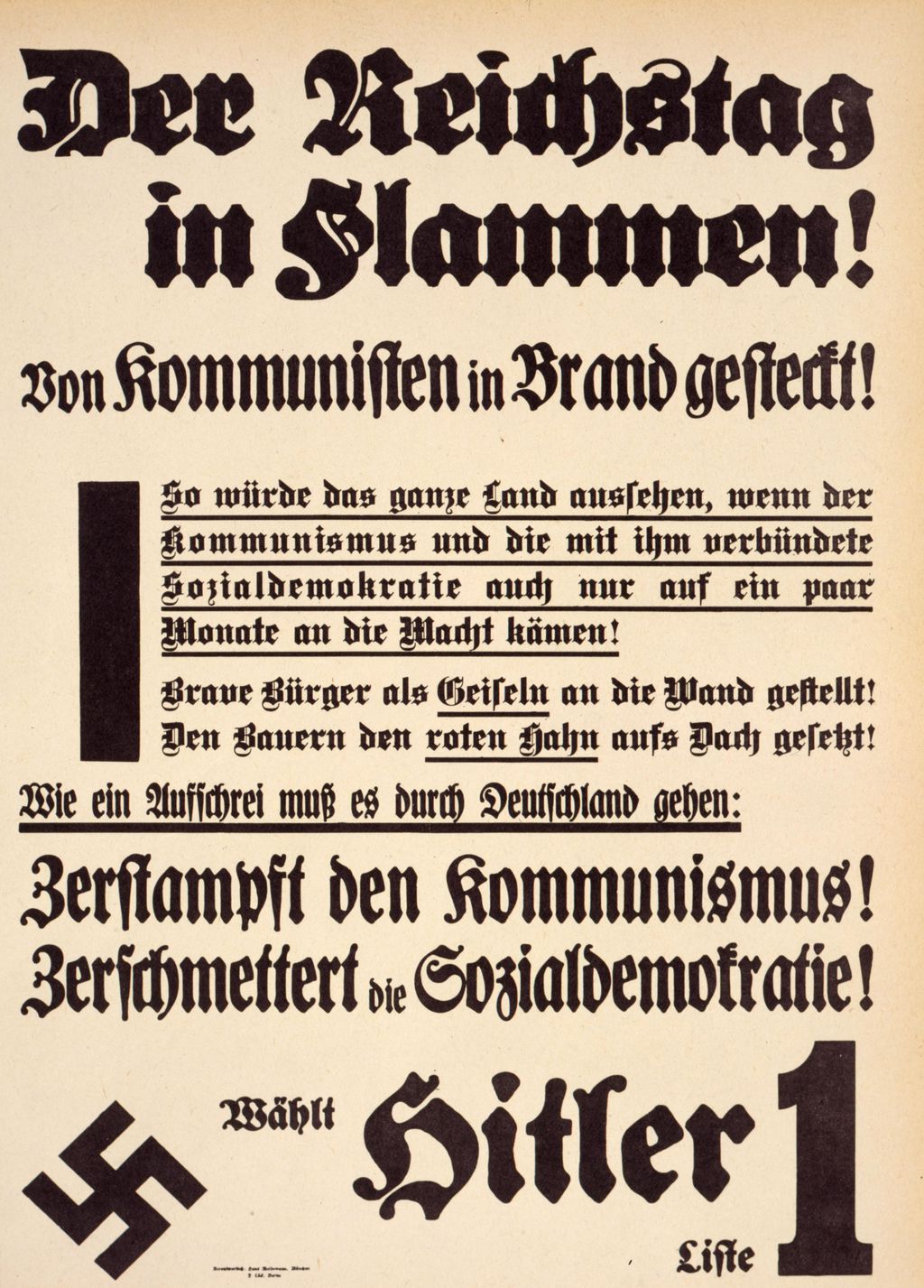 Exponat: Flugblatt: NSDAP "Der Reichstag in Flammen!", 1933