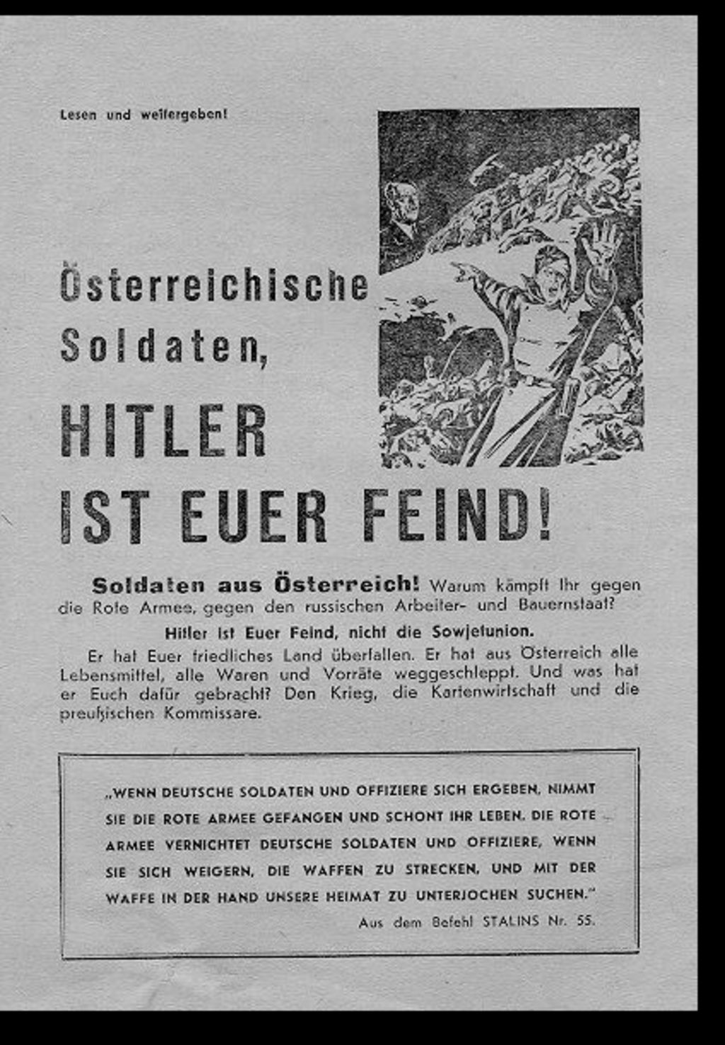 Exponat: Flugblatt: Österreichische Soldaten, wohl 1942
