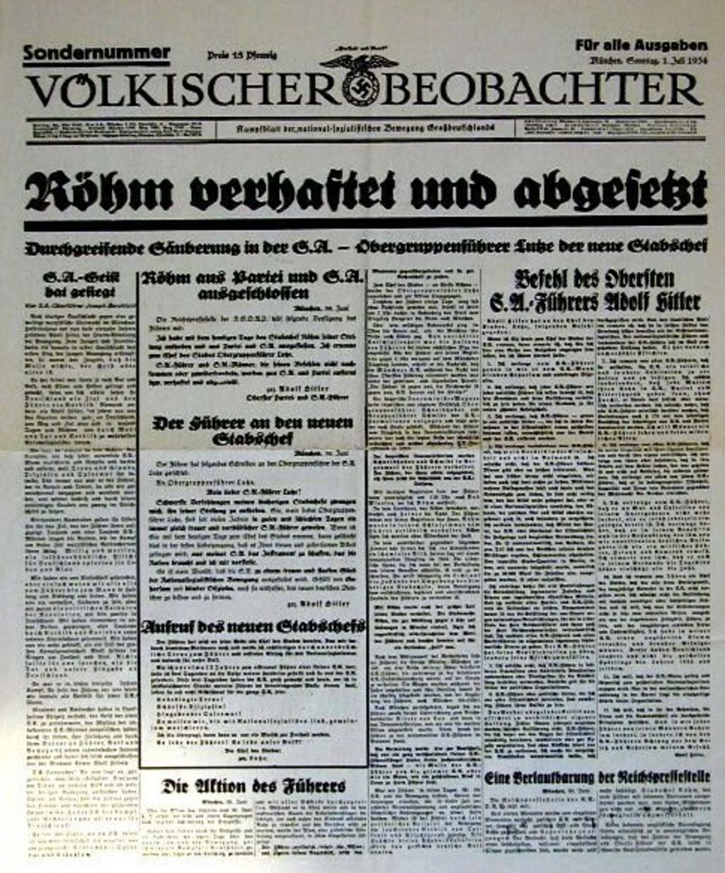 Exponat: Zeitung: "Völkischer Beobachter", 1934