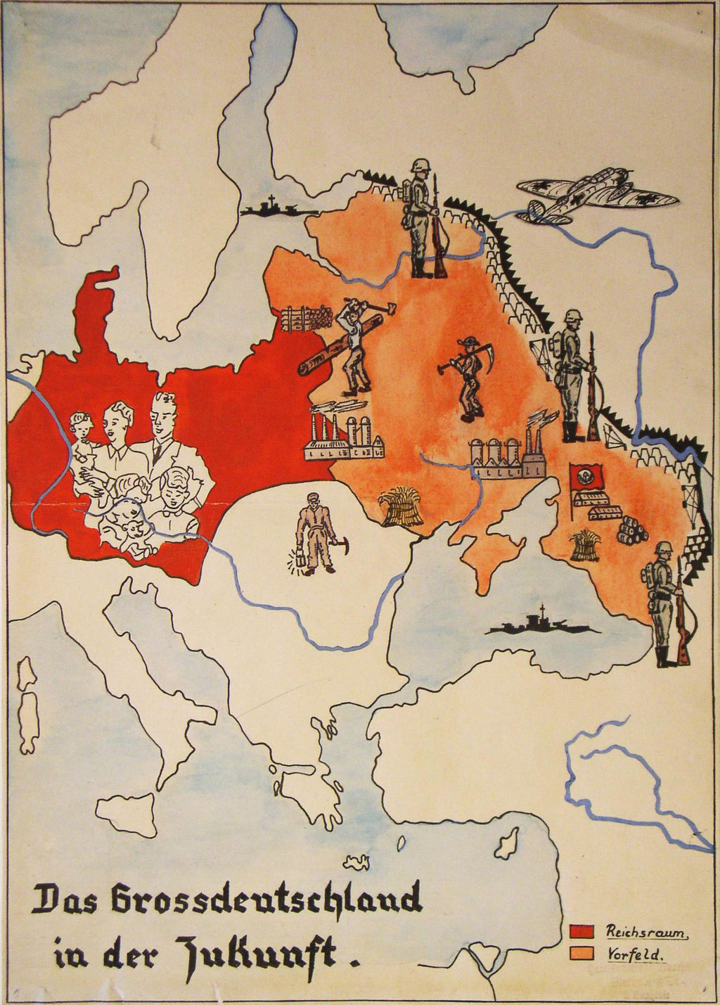 Zeichnung: Das Grossdeutschland der Zukunft, 1943