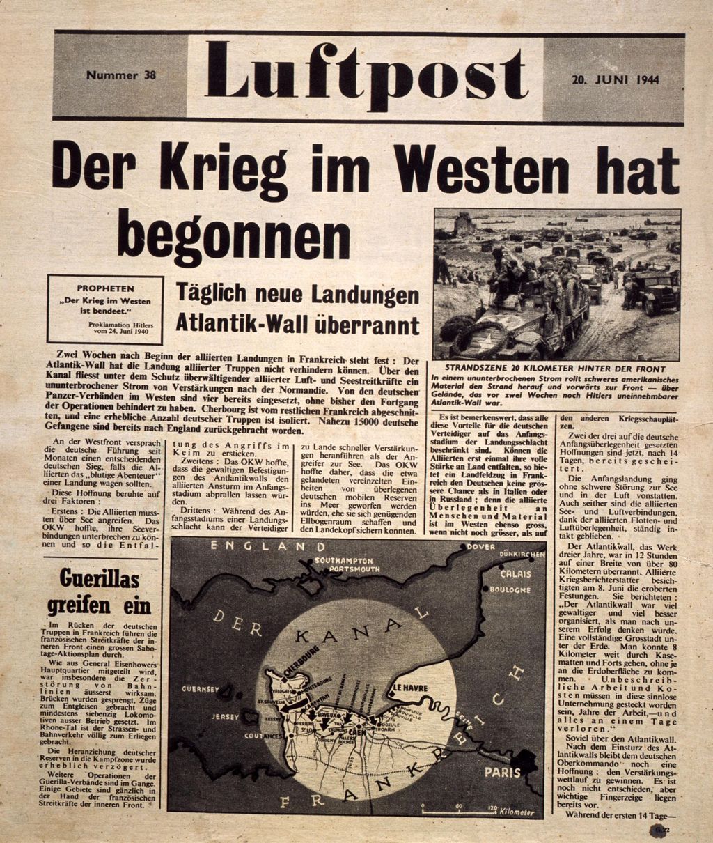 Flugblatt: Alliierte Streitkräfte "Luftpost. Der Krieg im Westen hat begonnen", 1944