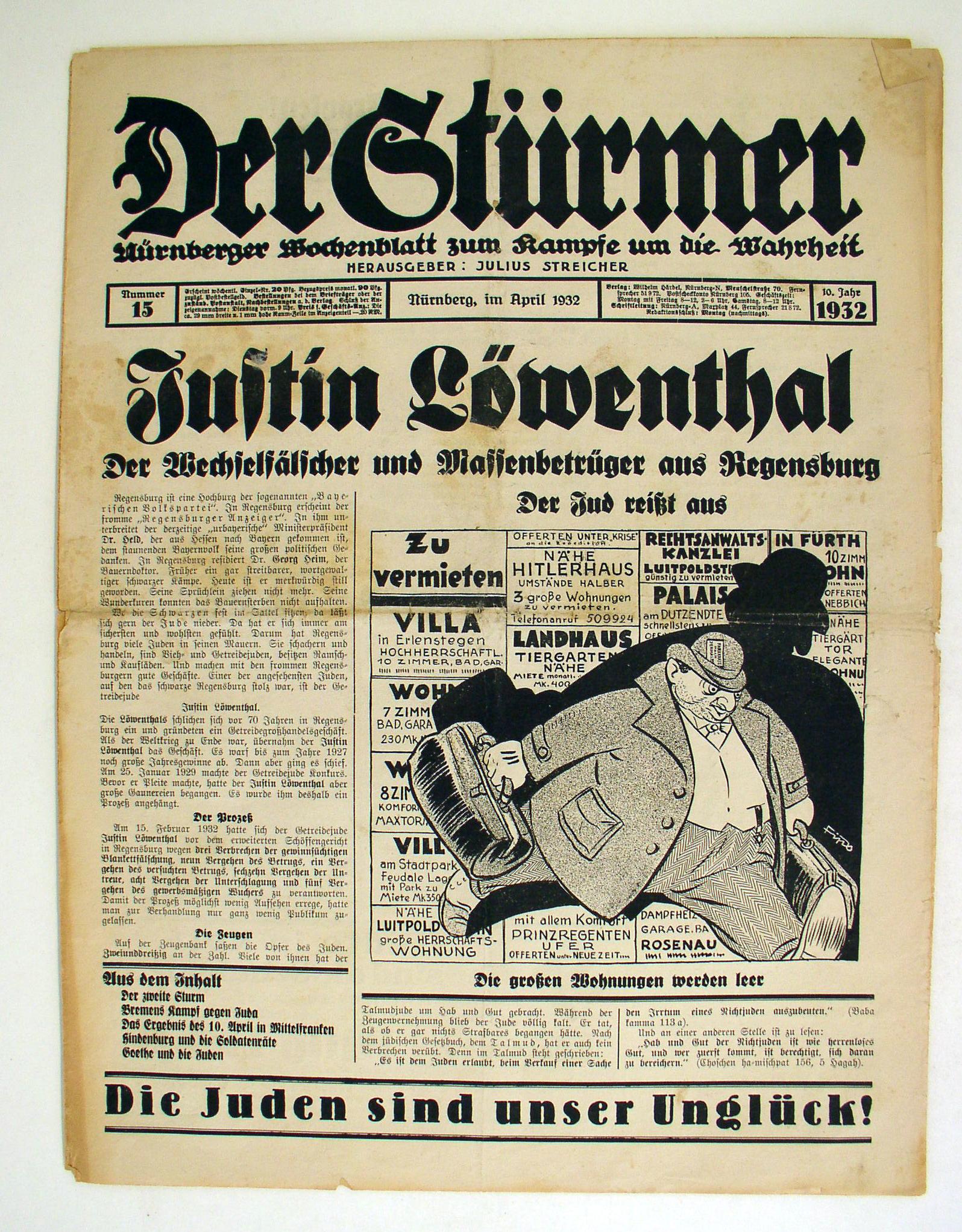 Exponat: Zeitung: "Der Stürmer ", 1932