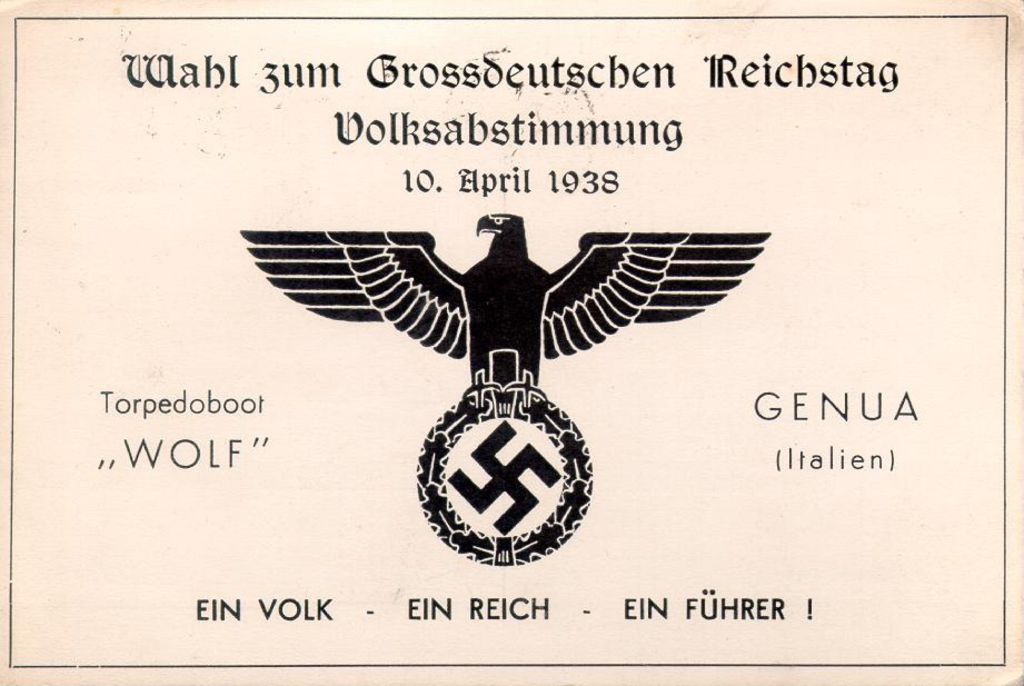Exponat: Postkarte: Wahl zum Grossdeutschen Reichstag, 1938