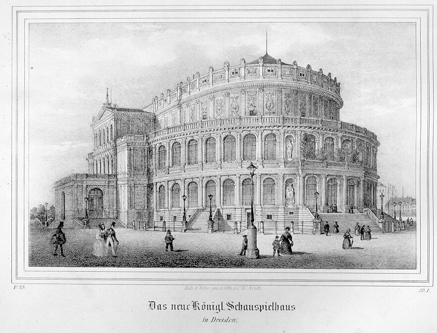 Grafik: Königliche Schauspielhaus in Dresden, um 1850