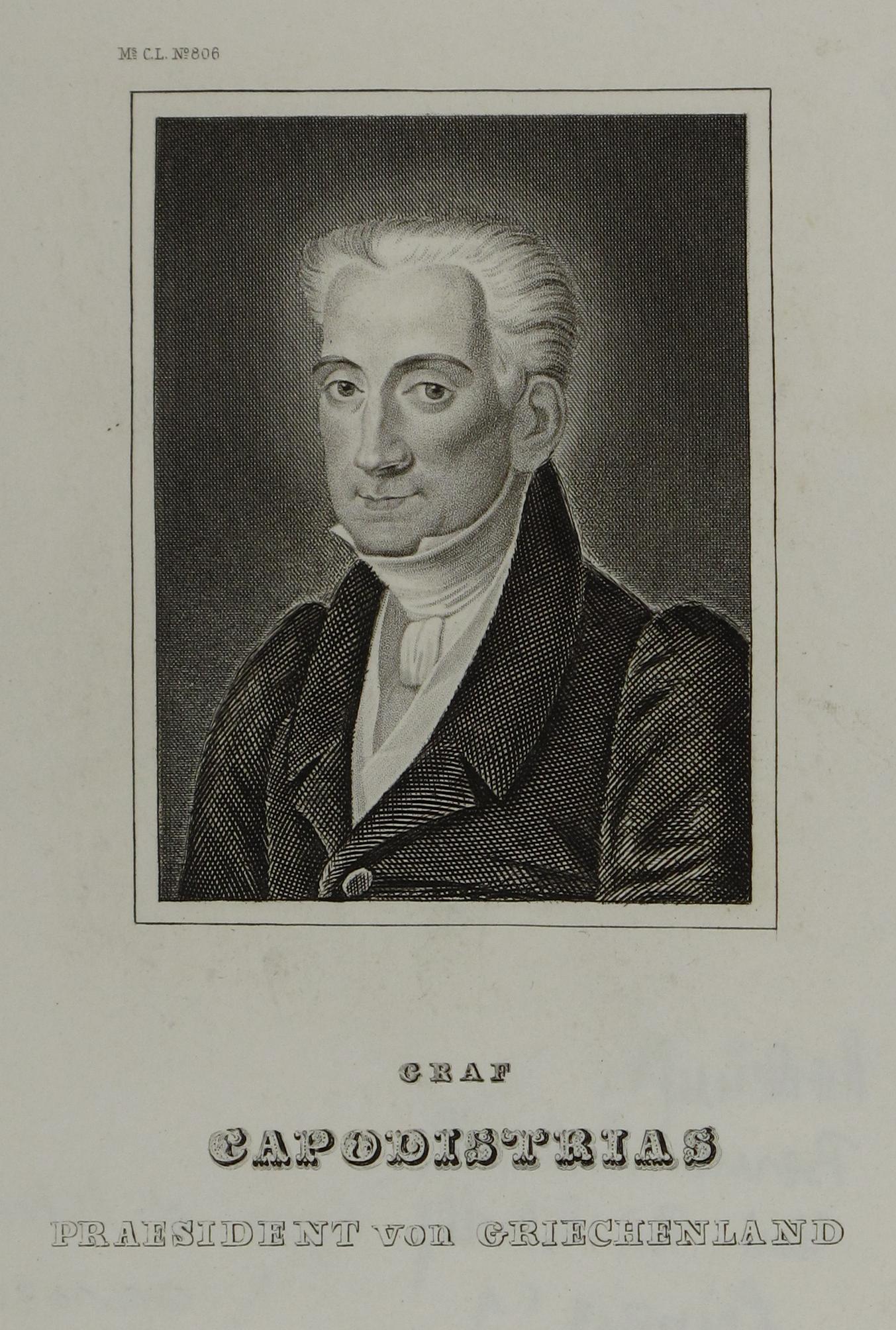 [Grafik: Porträt des griechischen Politikers Ioannis Kapodistrias, um 1850]