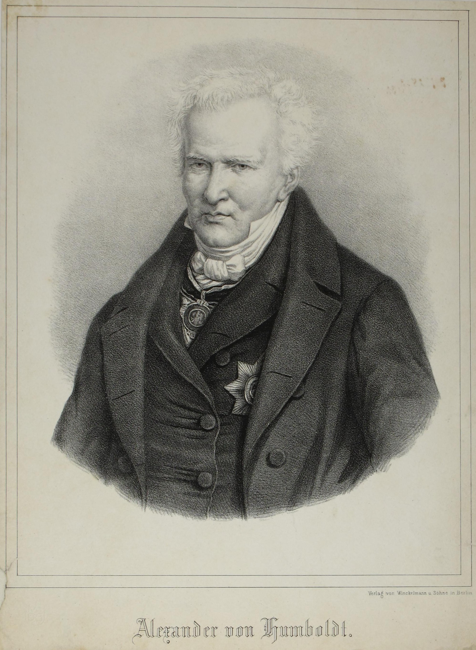 Grafik: Porträt des Naturforschers und Geografen Alexander Freiherr von Humboldt, 1828/1930