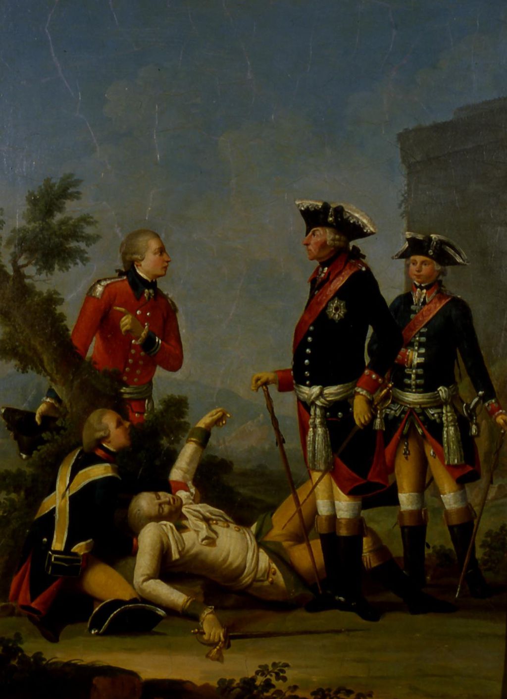 Gemälde: Friedrich der Große ehrt einen gefallenen Offizier, 1751/1800