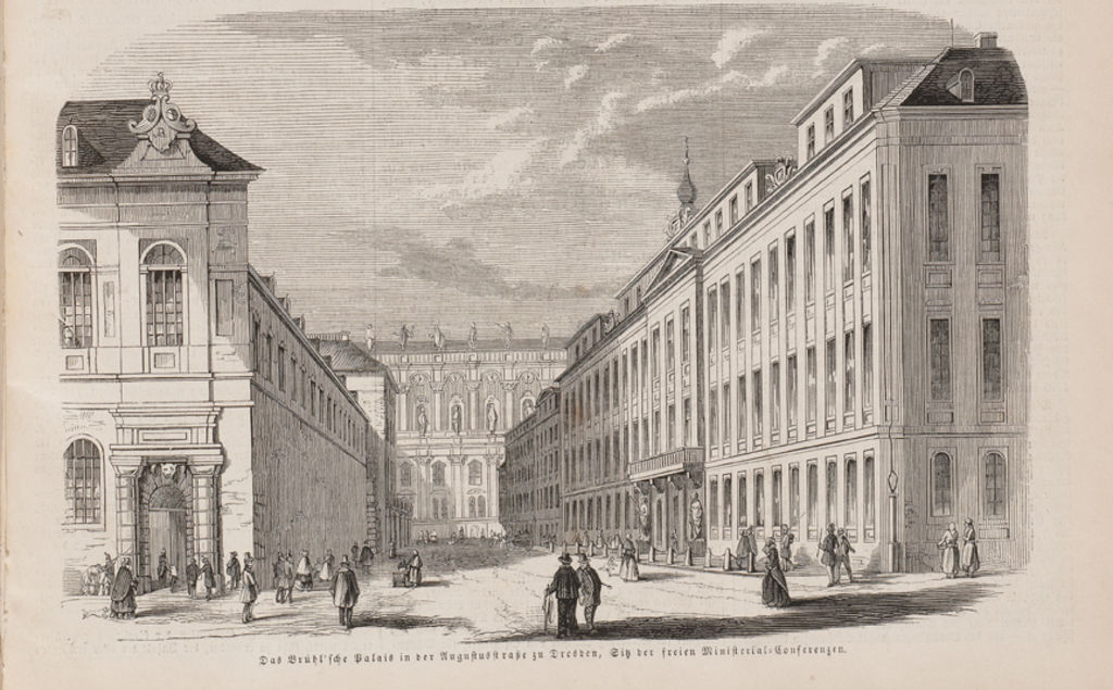 Grafik: Das Brühl'sche Palais, Sitz der Dresdner Ministerialkonferenzen, 1851