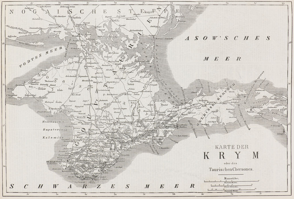 Grafik: Karte der Halbinsel Krim, 1854