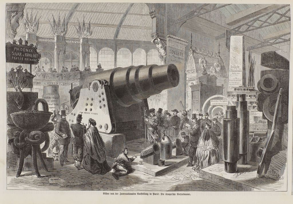 Illustrirte Zeitung zur Weltausstellung in Paris: Die Krupp´sche Riesenkanone, 1867