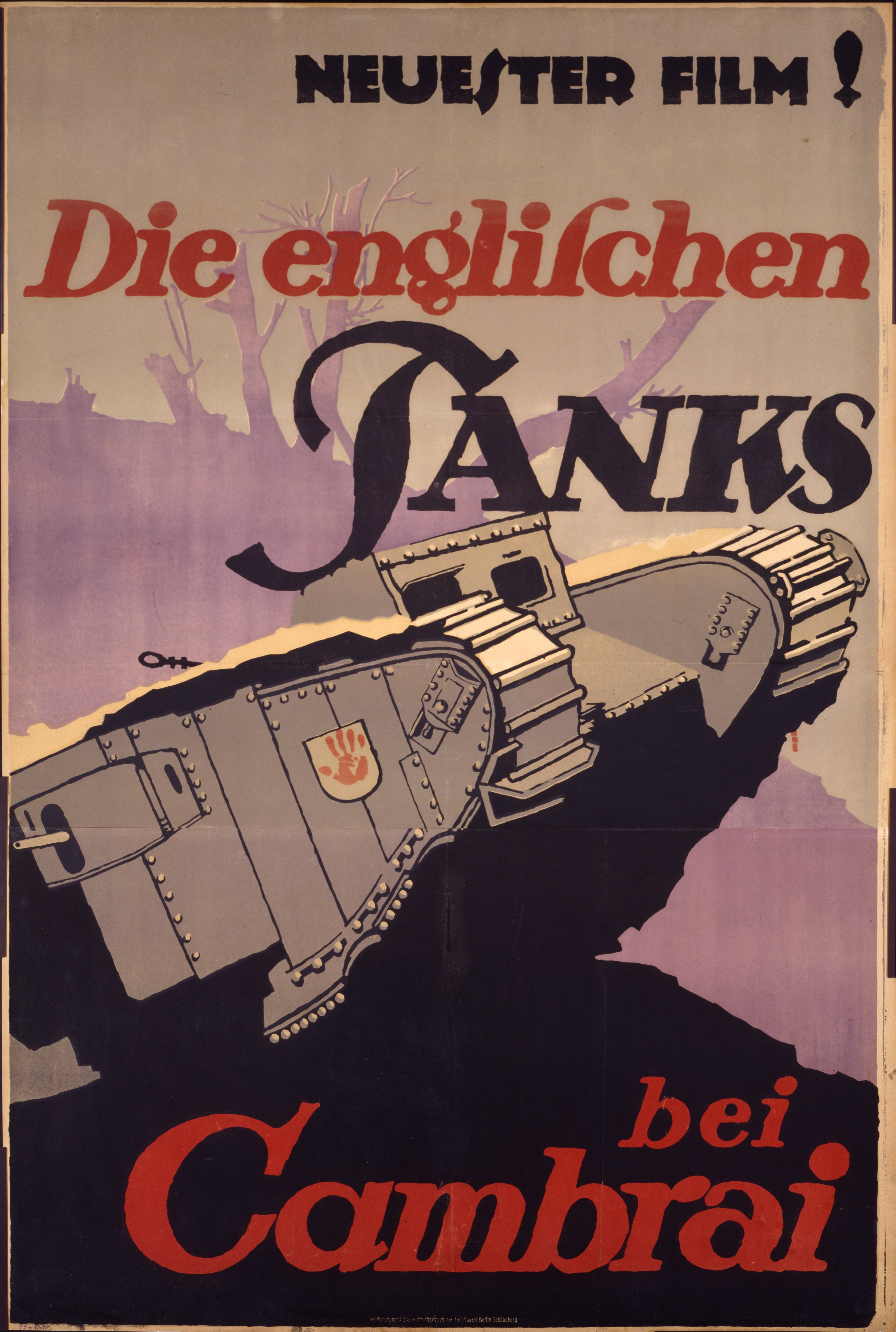 Plakat zum Film "Die englischen Tanks bei Cambrai", 1917