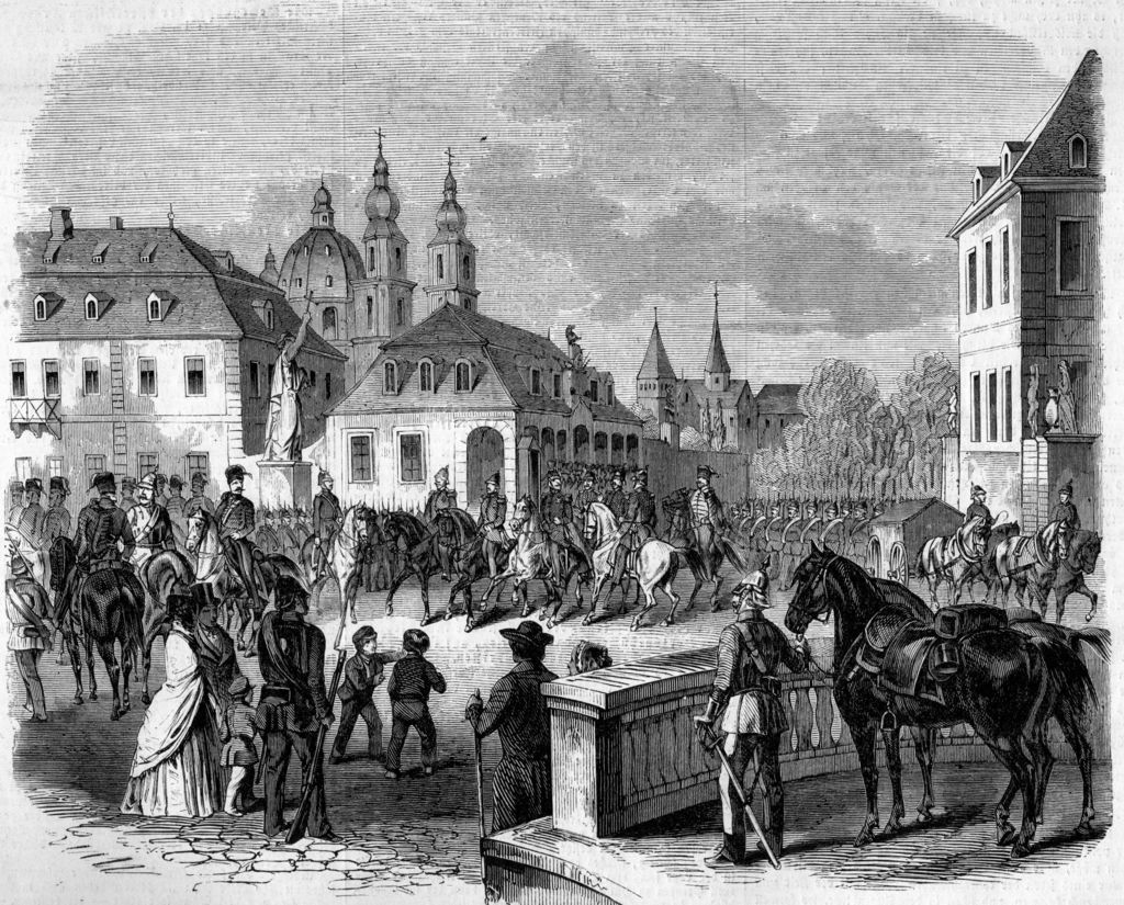 Exponat: Graphik: Preußische Truppen in Fulda, 1850