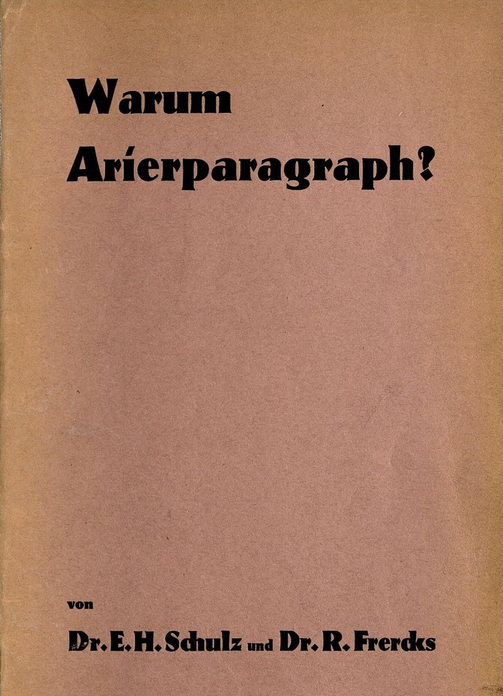 Buch: "Warum Arierparagraph?", 1934