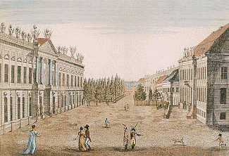 Zeughaus und Palast des K&ouml;nigs 
in Berlin, Guckkastenbild von Joss. Carmine, Augsburg Ende 18. Jh., Kupferstich 