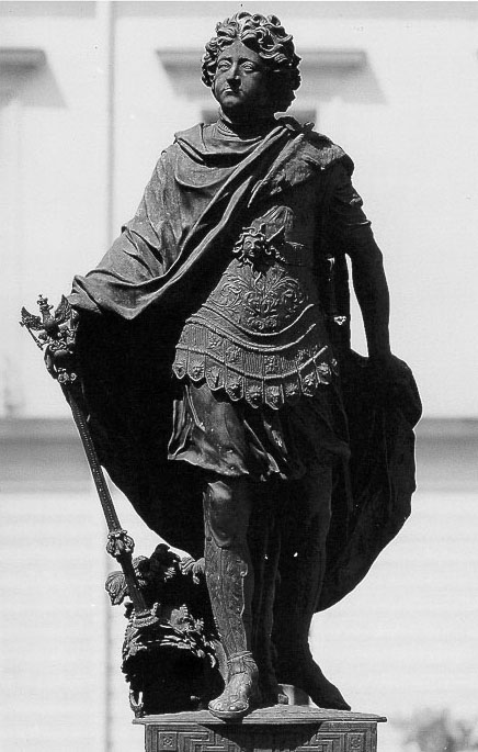 Andreas Schl&uuml;ter, Kurf&uuml;rst Friedrich III., 1698, Bronze, 
Original verschollen, Hohlgu&szlig; von 1969,Standort Berlin, Schlo&szlig; Charlottenburg vor dem Knobelsdorff-Fl&uuml;gel. 