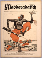 Satirezeitschrift »Kladderadatsch&laquo über farbige Kolonialsoldaten in der französischen Armee