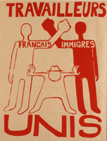 Plakat zur Solidarität zwischen französischen und eingewanderten Arbeitern
