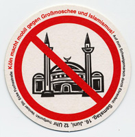 Bierdeckel gegen den Bau der Kölner Moschee