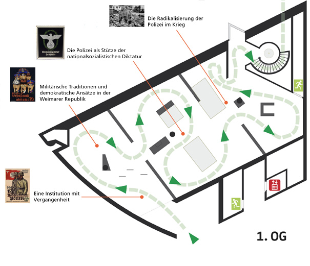 Grundriss der Ausstellung in der Ausstellungshalle von I. M. Pei im 1. OG