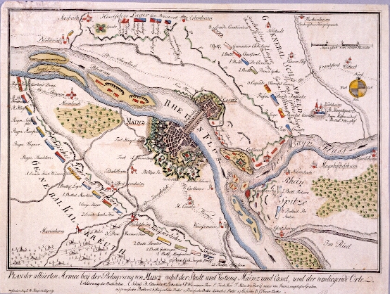 Plan der alliierten Armee bei der Belagerung von Mainz