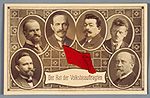 Picture: Die Mitglieder des Rates der Volksbeauftragten, Postkarte, 1918