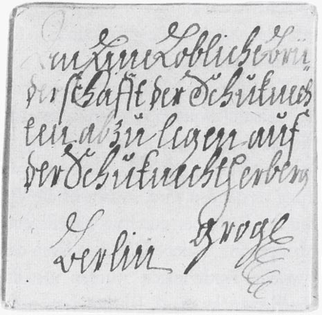 Brief an die Bruderschaft der Schuhknechte in Berlin, 1726