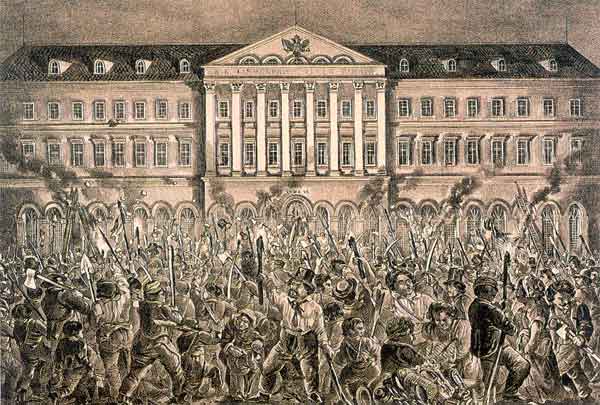 Erstürmung einer Baumwolldruck-Fabrik bei Wien 1848