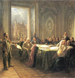 Arbeiter vor dem Stadtrat, Johann Peter Hasenclever 1848/49