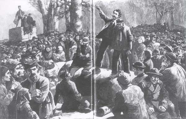 Versammlung streikender Bergleute, Oscar Gräf