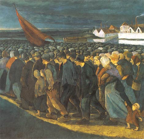 Un soir de grève. Le drapeau rouge, Eugène Laermans 1893
